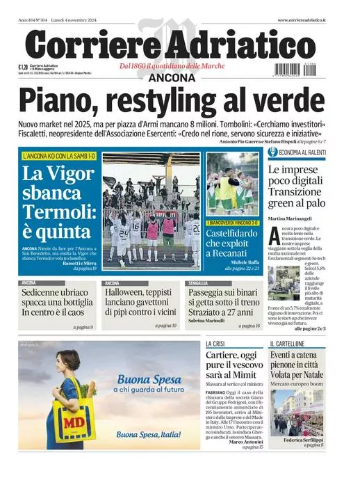 Prima-pagina-corriere adriatico-edizione-di-oggi-04-11-2024